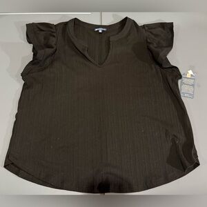 Democracy Black Flutter Sleeve Blouse